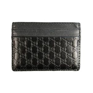 Gucci Micro-Monogram Leather Card Holder Wallet